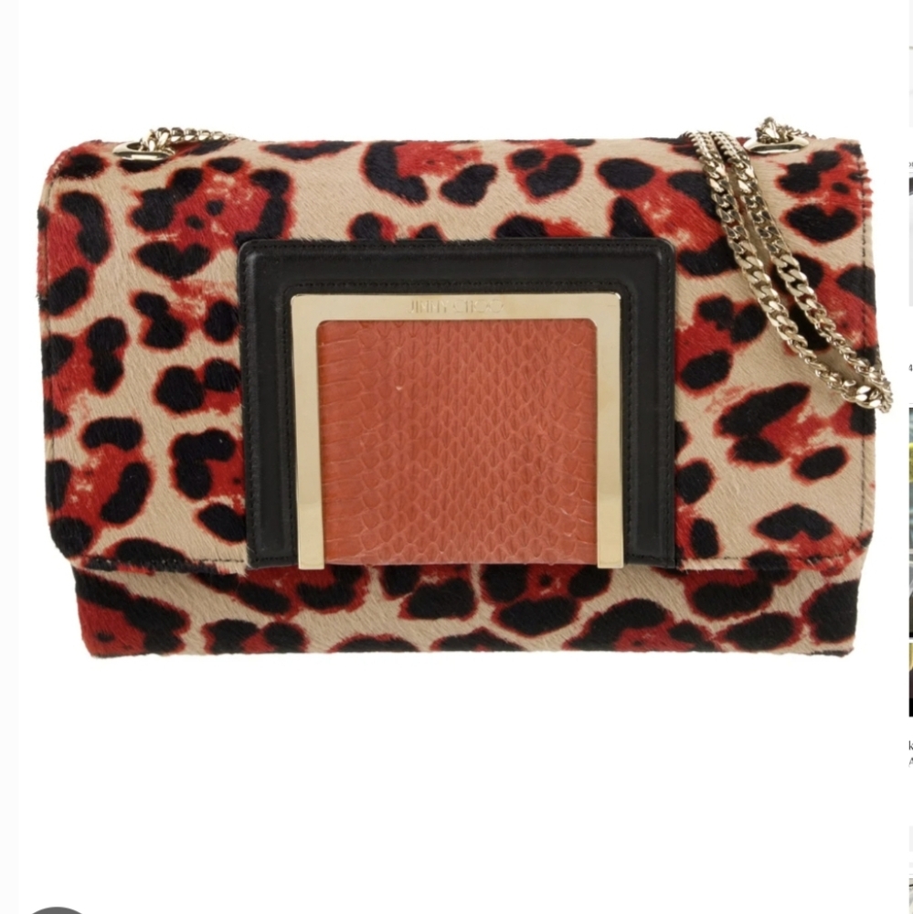 Jimmy Choo Red and Black Shoulder Bag with Chain Strap
